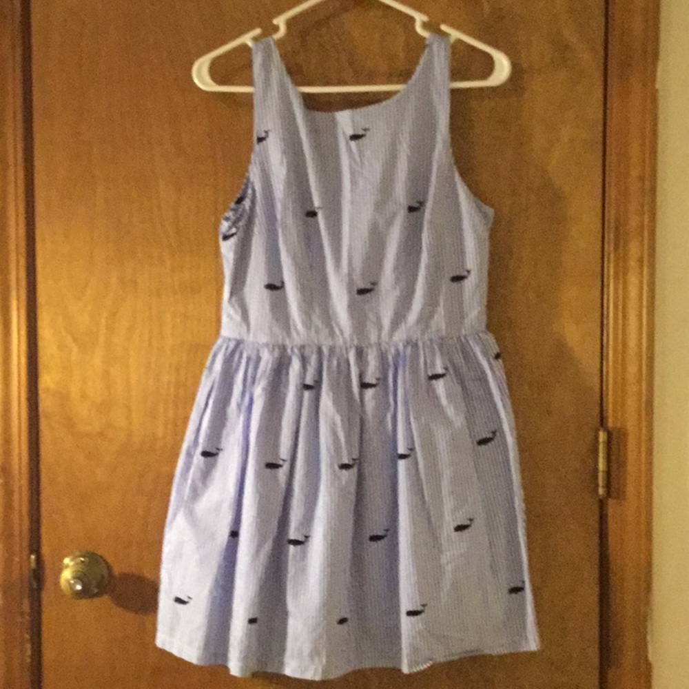 Blue & white semi formal dress with whale pattern